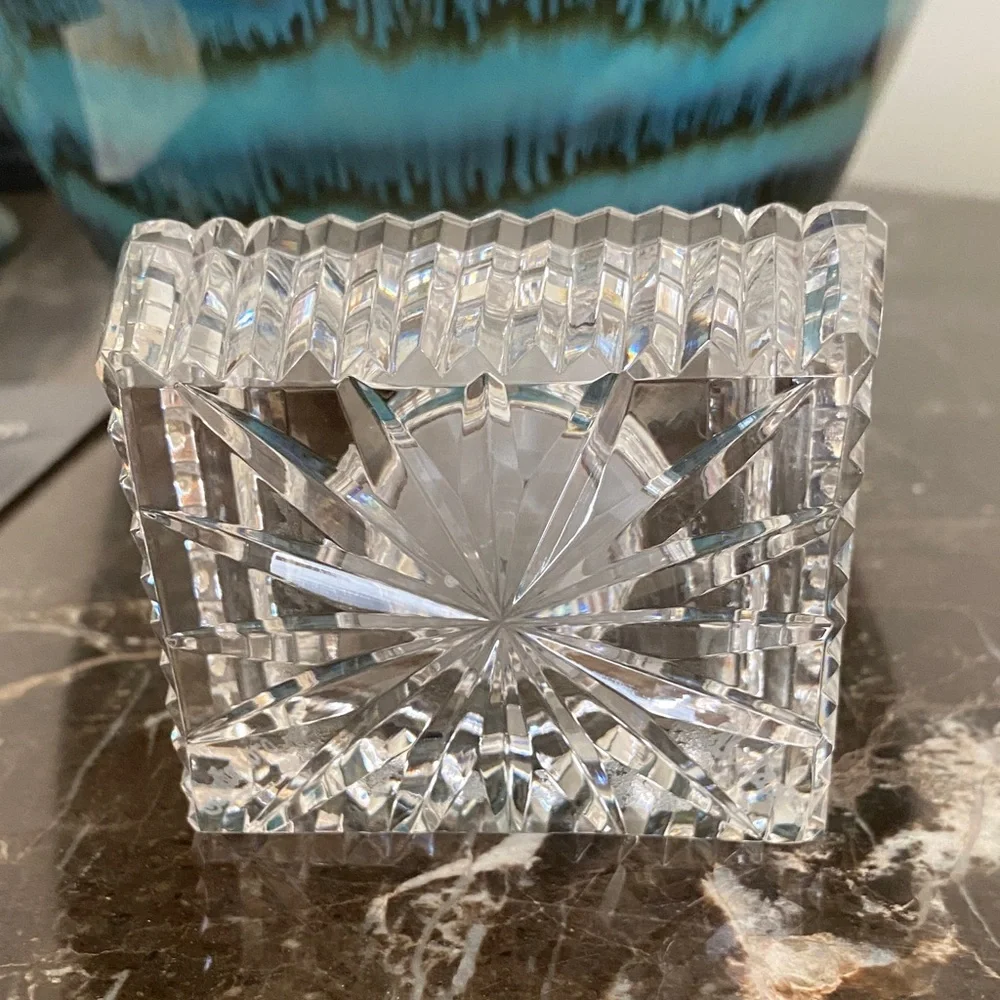 Waterford Crystal Rectangular Desk Clock Silver Ireland New in Box 2.5x3.5